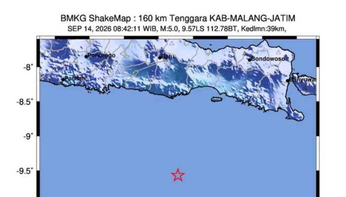 Selatan Malang Diguncang Gempa Magnitudo 5,2, BMKG Ungkap Titik Episentrumnya
